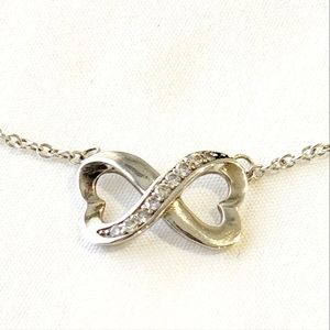 Valentine's Day Sterling Silver 925 Cubic Zirconia Infinity Necklace 20"